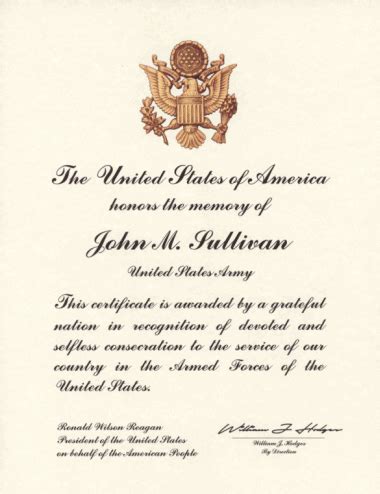 presidential veteran memorial certificate