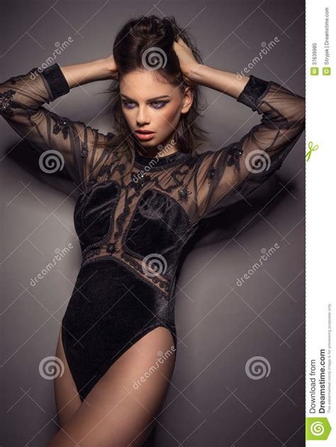Sultry Beautiful Woman In A Leotard Stock Image Image