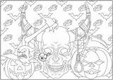 Skull Adulti Adults Malbuch Erwachsene Coloriage Souris Justcolor Effrayant Caillou Coloriez Cercueils Citrouilles Chauves Entouré Crâne sketch template