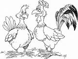 Fowls Domestic Couple Coloring Rooster sketch template