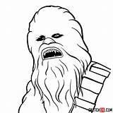 Wars Star Chewbacca Draw Step Face Sketchok Drawing sketch template