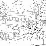 Coloring Winter Pages Printable Kids Christmas Thomas Train Scene Print Snow Holiday Clip Engine Color Sheets Colouring Activity Tank Wonderland sketch template