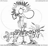 Electrician Being Electrocuted Cartoon Illustration Clip Toonaday Outline Royalty Rf Clipart 2021 sketch template