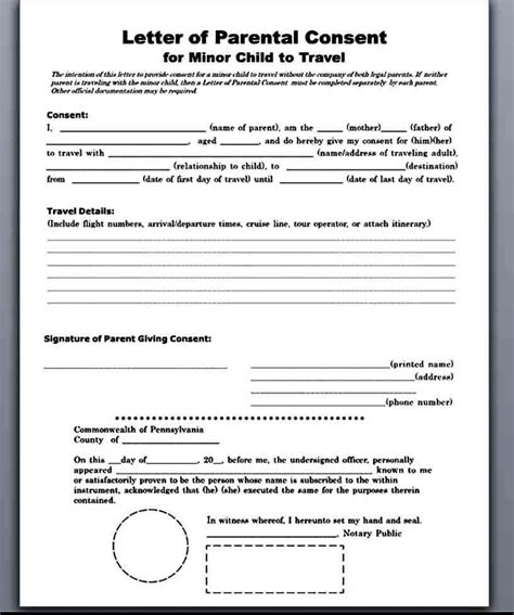 sample child travel consent form mous syusa