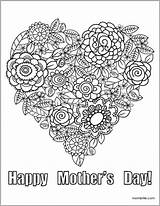 Coloring Mother Pages Flower Mothers Printable Heart Mombrite Bouquet sketch template