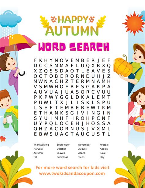 fall word search  kids favecraftscom