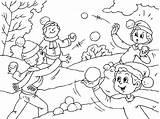 Neige Bataille Jouent Snowball Jugando Nieve Winter Hiver Verbos Bolas Niños Schnee Coloringhome Raskrasil sketch template