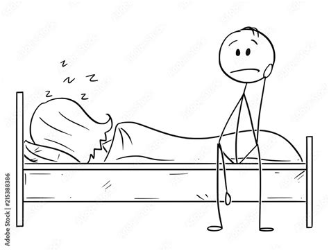 Cartoon Stick Drawing Conceptual Illustration Of Sad Or Depressed Man