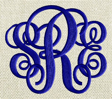 scripty monogram font embroidery file  letters  sizes