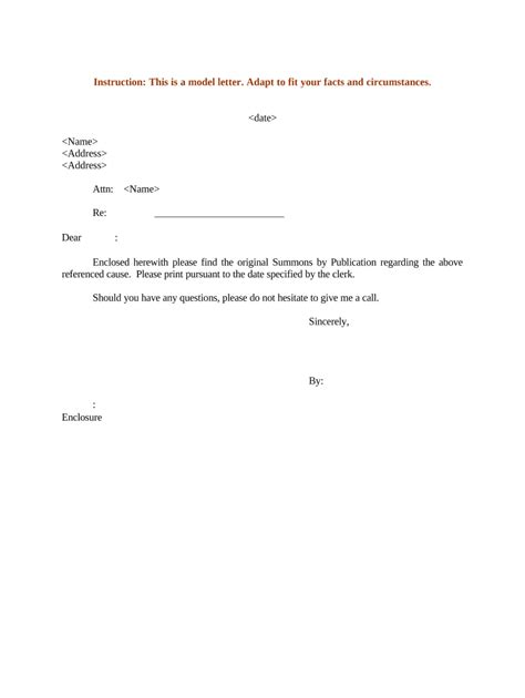 sample letter summons  template pdffiller