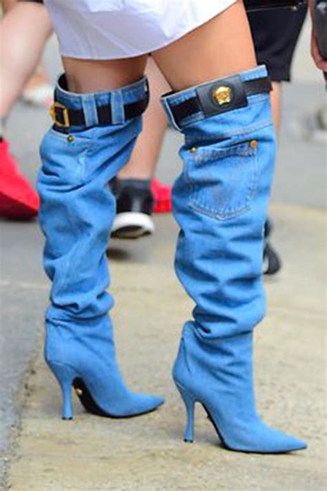 Jennifer Lopez Versace Denim Boots Will Make You Wonder