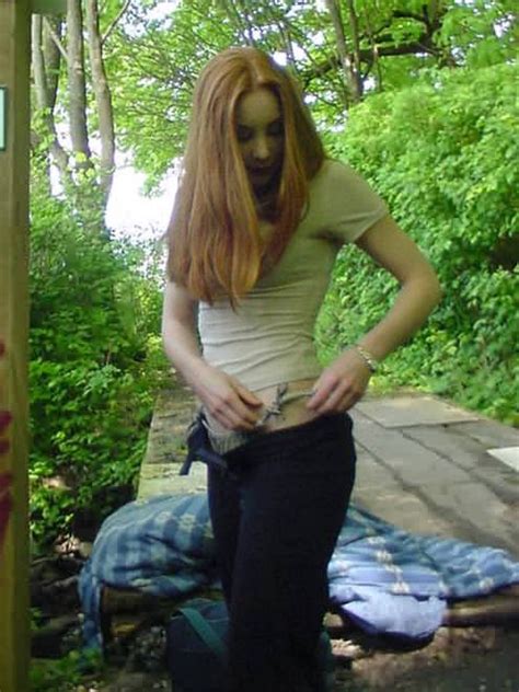 real redhead stripping naked outdoors in the woods pichunter