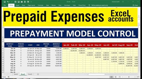 prepaid expenses worksheet  excel prepayments  accruals schedule