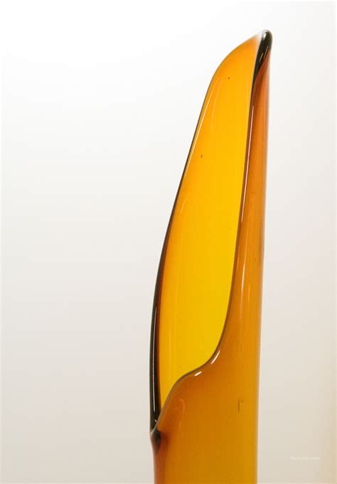 Retro Glass Floor Vase In Dark Amber Retro Art Glass