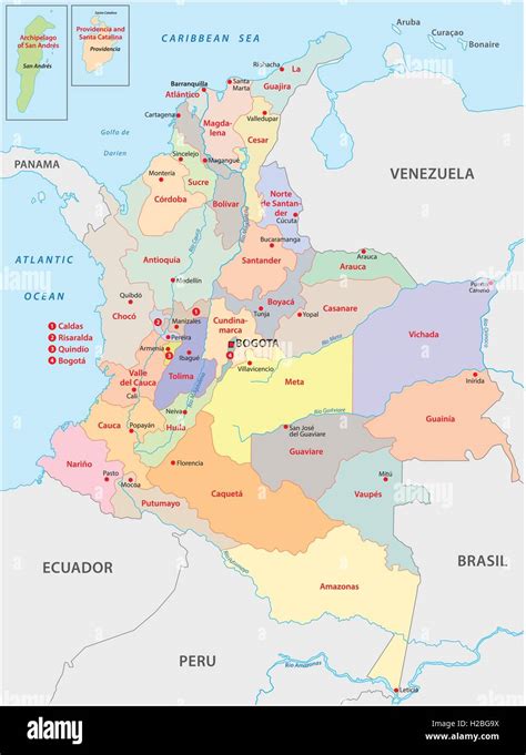 administrative karte von kolumbien stock vektorgrafik alamy