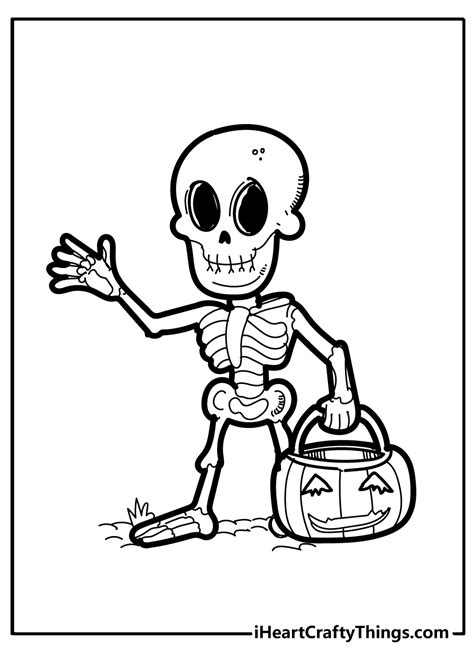 printable halloween skeleton coloring page  kids