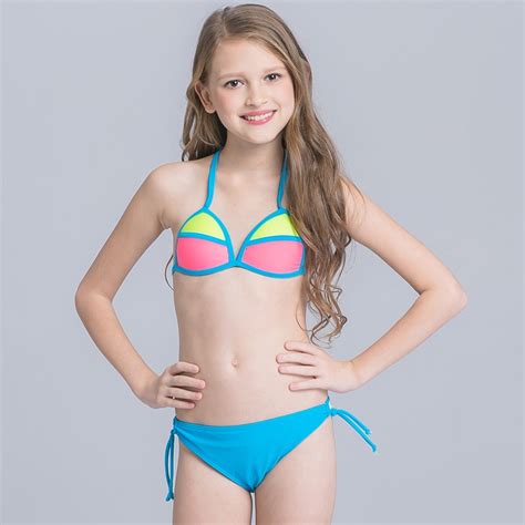 stiksels badpak kind meisje strand dragen voor adolescente meisjes bikini met verstelbare halter