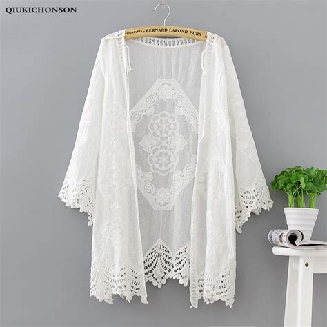 qiukichonson women summer cardigan white 2018 bohemian sweet ladies