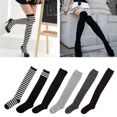 Womens Cotton Sexy Thigh High Over The Knee Socks Long Stockings For