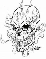 Skull Flaming Burning Tattoo Drawing Cliparts Coloring Line Skulls Library Clipart Flames Pages Designs Drawings Print Head Getdrawings sketch template