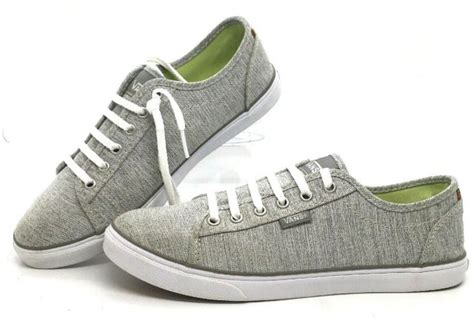 vans  ortholite sneakers gray jersey knit  leather accent waffle soles ebay