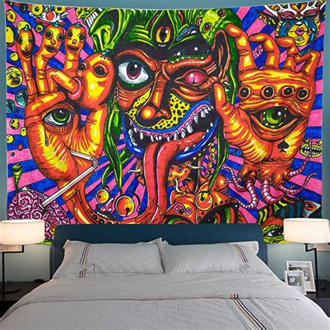 eye tapestry acid trip hippie trippy evil eye art wall hanging home