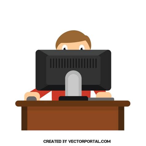 man  computer desk royalty  stock svg vector  clip art