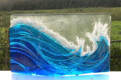 Wave Panel Fused Glass Fused Glass Artwork Fused Glass Plates Sea