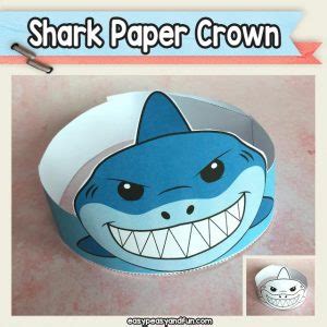 shark paper crown hat printable easy peasy  fun membership