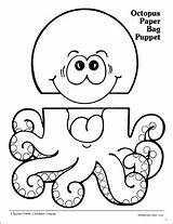 Paper Puppet Bag Printable Octopus Puppets Pattern Template Printables Fish Scholastic Templates Monster Sea Crafts Ocean Rainbow Craft Patterns Teachables sketch template