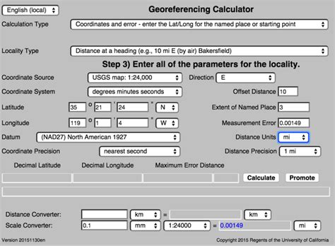 georeferencing calculator manual