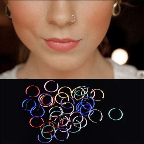 40pcs nose piercing ring fake septum body jewelry stainless steel