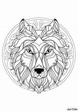 Mandala Coloring Wolf Mandalas Pages Head Difficult Kids Color Animals Adults Complex Animal Patterns Geometric Simple Justcolor Beautiful Loup Printable sketch template