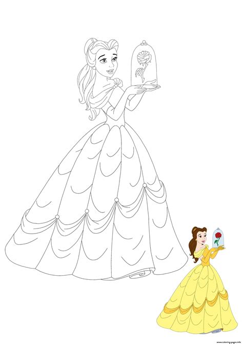 princess belle  rose coloring page printable