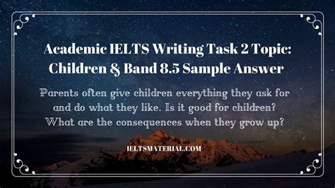 academic ielts writing task  topic children band  sample answer