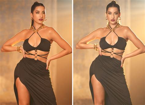 Nora Fatehi Sets The Stage On Fire In A Black Cut Out Dress Adorned
