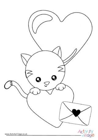 valentines day kitten colouring page valentines day coloring