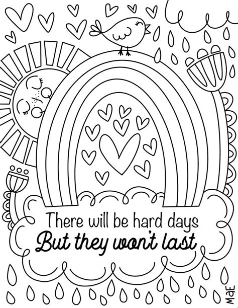 coloring sheet positive quote happy message coloring pages
