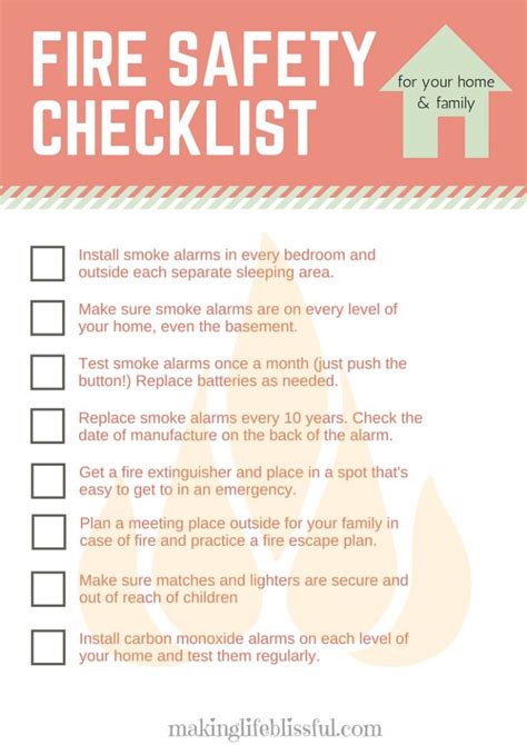 family fire safety checklist  kids printables making life blissful