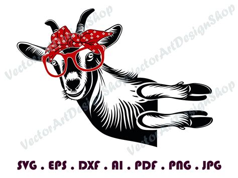 Goat With Glasses 2 Svg Free Cuts For Cricut Goat Vector Etsy Uk