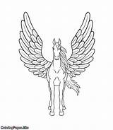 Pegasus Coloring Wings Pages Unicorn Large Close Beautiful sketch template