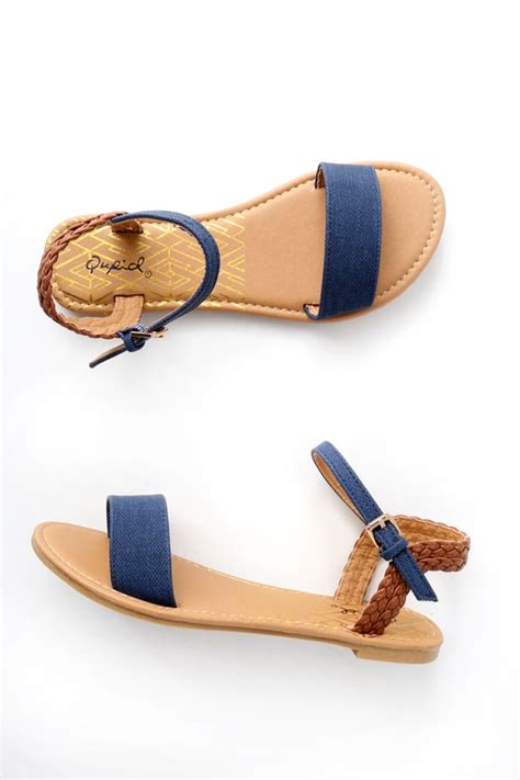 cute navy sandals flat sandals vegan leather sandals lulus