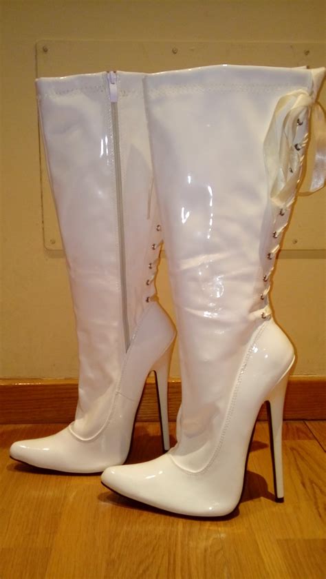 fetish white patent knee boots 7 5in heel size eur45 us13