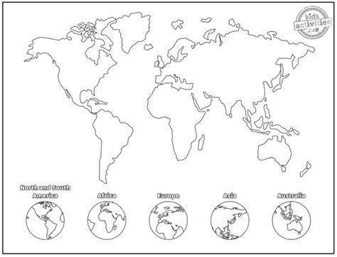 printable world map  continents sketch coloring page