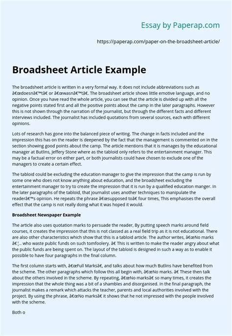 broadsheet article   essay