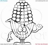 Corn Coloring Cob Waving Outlined Mascot Clipart Cartoon Royalty Vector Cory Thoman Stalk Getdrawings Illustration Getcolorings Pages Drawing Color sketch template