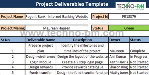 project deliverables template work project project plans project life