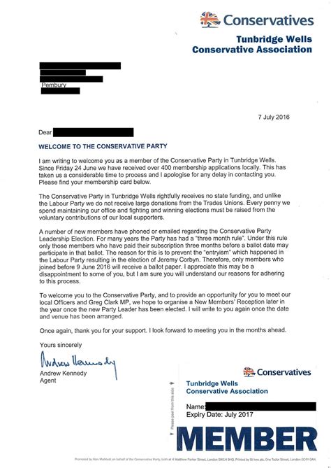 diary   conservative party agent  members  letter
