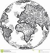 Earth Planet Doodle Sketch Tattoo Sketched Drawing Coloring Illustration Dreamstime Doodles Vector Digital Peace Stock Sketches Vectorstock Sketchy Drawings Globe sketch template