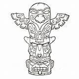 Totem Poles Tiki Indians sketch template